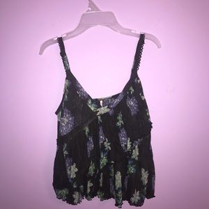 Free People flowy floral ruffle tank top